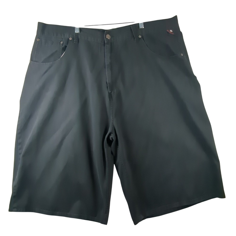 Enyce Shorts Mens 40 Black Baggy Streetwear Embroidered Logo Casual Flat Front